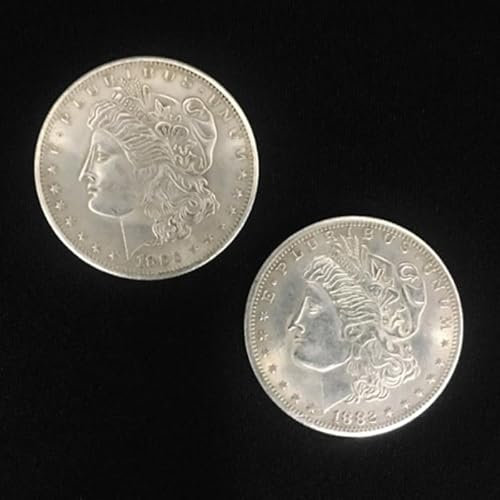 1 x doppelseitige Morgan Dollar Magic Tricks Guess What Side Classic Coin Magic Accessories Magician Close Up Illusions Gimmick Requisiten (beide Seiten im Kopf)