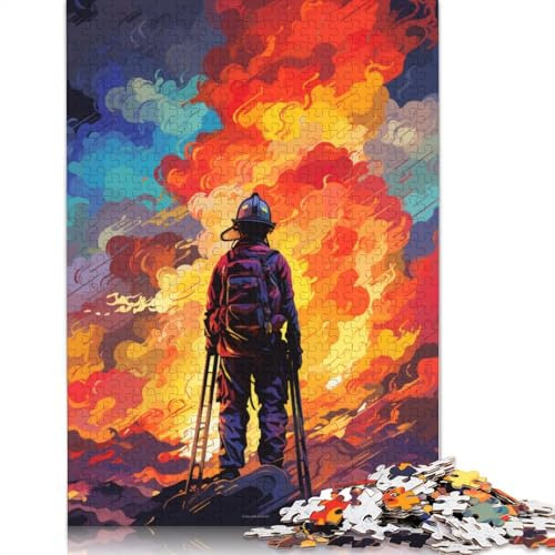 1000-teiliges Puzzle, künstlerisches Feuerwehr-Puzzle, Puzzle für Erwachsene, Kartonpuzzle, Puzzle, praktisches Spiel, 38 x 26 cm
