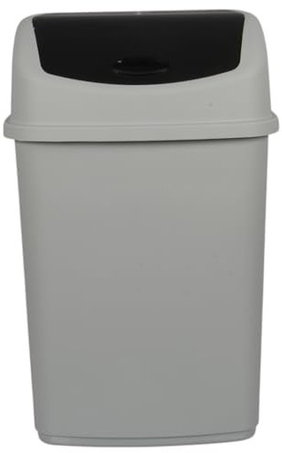 Jolie Max 35L Large Swing Top Kitchen Bin - Plastic Dustbin with Flip Top Lid - Ideal for Home and Office Waste Management - Easy to Clean, Recycle Rubbish Bin. (Grey with Black Lid)