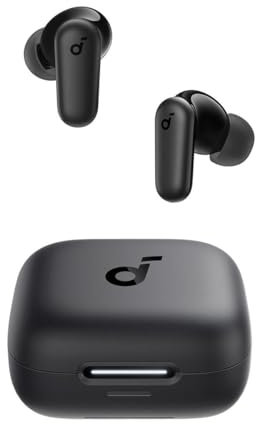 Soundcore by Anker R50i NC Wireless Bluetooth Earphones, Powerful and Smart Noise Cancelling, Powerful Bass, 45 Hours Playtime, 2-in-1 Case and Phone Stand, IP54, Bluetooth 5.4, Black