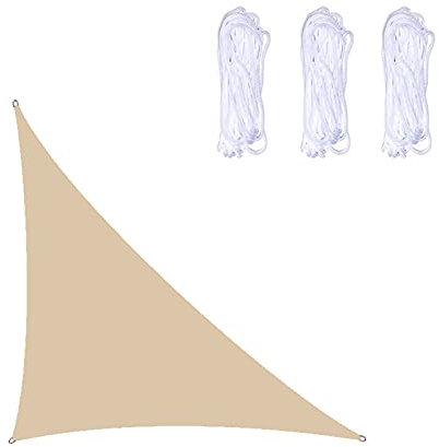 Tenda parasole impermeabile per patio, giardino, 5 x 5 x 7,1 m, triangolo destro, vela ombreggiante con blocco UV e panno ombreggiante per esterni