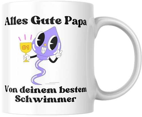 Alles Gute Papa Von Deinem Besten Schwimmer Spermie Lustig Kind Vatertag Dad Joke Lustiger Spruch Vater Männer Kaffee Tasse Geschenk (Weiß)