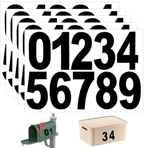 Giantree 5 Sheets of Mailbox Number stickers, 3 Inch Waterproof Vinyl Large Decals Self Adhesive House numbers, for Signs Cars Doors Business Address numbers (Black)