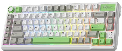 RK ROYAL KLUDGE L75 Gasket Mount Mechanical Keyboard w/Knob/Macro Keys & Touchable Nameplate, Tri-Mode BT/2.4G/USB-C 75% TKL Wireless Keyboard, Hot Swappable, Pro Software, Massive 8000mAh Battery
