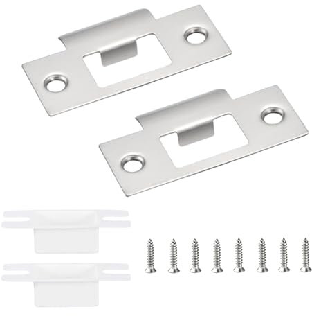 2 Pieces Door Strike Plate,Door Latch Plate,Door Plates for Internal Doors,Strike Plate,Stainless Steel Door Plate,Stainless Steel Door Strike Plate,Suitable for Internal Door Repairing Fixing