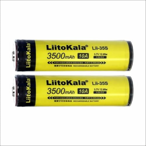 Pilas Recargables, Liitokala,18650, Batería 18650 3,7V Litio, Batería Recargable 18650 Li-Ion, 3500mAh Reales, Batería Alta Capacidad 3500mAh, 65x18 mm, 2 Unidades