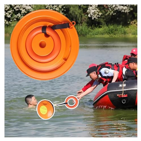 MZZKFC Rettungsscheibe Marine-Notfall-Rettungsscheibe, Wurf-Schwimmgerät, leicht zu greifen, tragbar, Tragkraft 150kg, orangefarbenes Licht, Wasserrettungs-Wurf-Frisbee(Pack of 2)