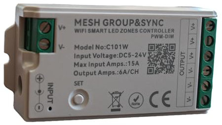 A2ZWORLD Led Controller Dimmer 1CH, WIFI RF 2.4G, App TUYA e Smart Life, DC5V 12V 24V, Max 15A 360W, Per Striscia Led Mono Colore, Formato Slim 75X36X17mm