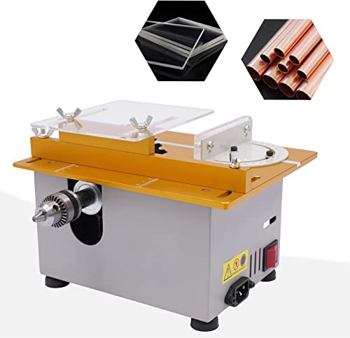Mini Tischsäge 300W 9000 U min Höhenverstellbar 0-29mm Aluminiumlegierung Laser Skala 4 Sägeblätter Rutschfeste Silikonfüße für Holz Acryl Metall Modellbau DIY