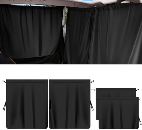 dellyy 3 Stück Auto Trennvorhänge Sonnenschutz, 140 x 80 cm Auto Fenster Verdunkelung, Abnehmbarer Autos Fenster Sonnenschutz, Autos Sichtschutz Vorhänge, Universeller Vorhang für Camping Reise