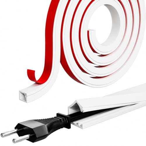 300cm Flexible Kabelkanal Weiß Selbstklebend für 1 Kabel,15(B) x 12(H) mm | Silikon TV Kabel Verstecken,Seitlich Öffnende Kabelleiste Weiss für Wand Decke,Kabelmanagement Kabel Organizer