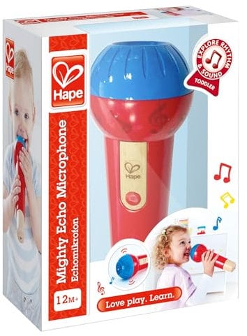 Hape - Micro Enfant à Résonance - Microphone sans Fil et sans Piles - Jouet Musical en Bois - Jeu pour Bébé dès 12 Mois - Instrument de Musique Fille et Garçon - Amplifie la Voix
