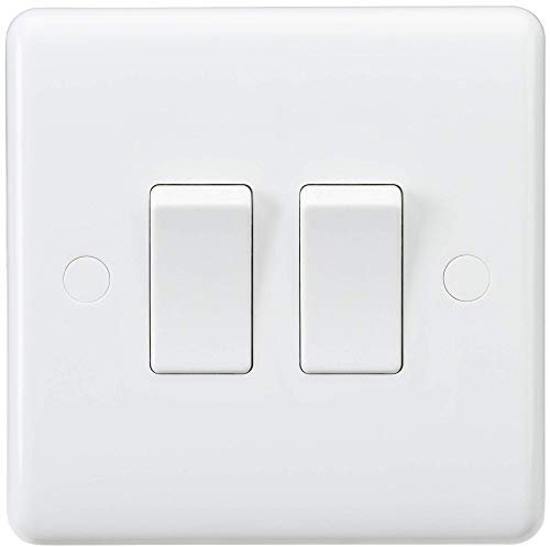 Knightsbridge CU3000 - Interruptor de 2 vías (Borde Curvado, 10 A, 230 V, 2 vías), Color Blanco