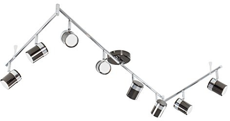 MiniSun | Modern Black Chrome and Chrome 8 Way Adjustable Flexi Z Ceiling Spotlight | Home Décor, Bedside & Desk Lamp | Mains Wired
