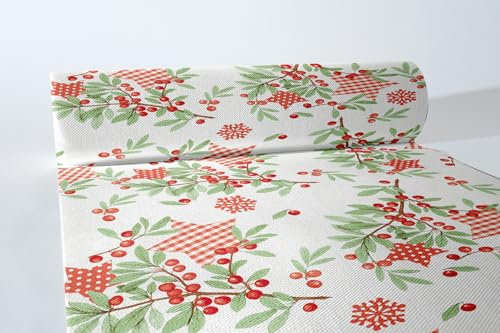 Sovie HORECA Weihnachtstischläufer Country Xmas aus Linclass® Airlaid, Einweg Tischläufer stoffähnlich, ideal für Advents- & Weihnachtsfeiern, 40 cm x 24 m, 1 Stück