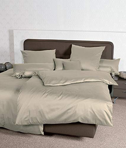 Janine Mako Satin Bettwäsche Uni Colors 240 x 220 cm Cappuccino