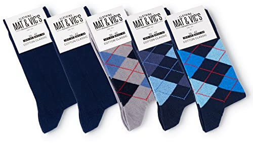 Mat & Vic's Chaussettes Homme – Chaussettes Femme – Chaussette Homme – Tailles 35-38, 39-42, 43-46, 47-50 – Lot de 5 Paires