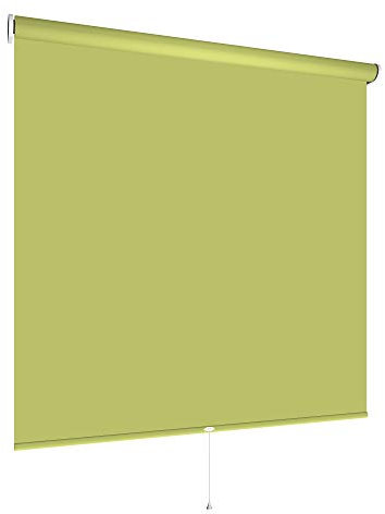 Springrollo Mittelzugrollo Schnapprollo viele Größen und Farben Montage Träger Metall Rollo Vorhang Blickdicht lichtdurchlässig Fenster Sonnenschutz Sichtschutz Blendschutz (170 x 180 cm, Blattgrün)