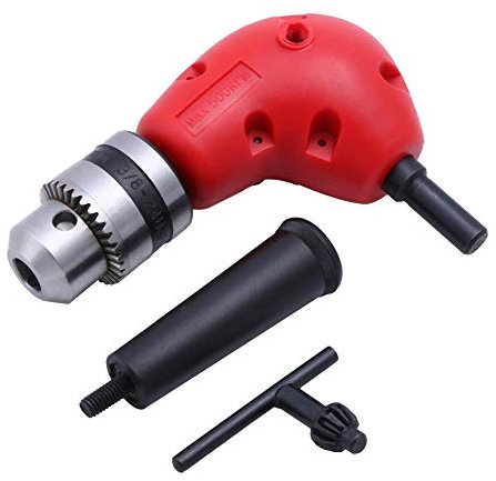 ArtisanShow Cordless Right Angle Drill Attachment Extension Drilling Tool Hex Shank Drill Adapter With 3/8 90 Degree Chuck Chuck Key Handle Adapter Power Hand Tools Gift for Machinist