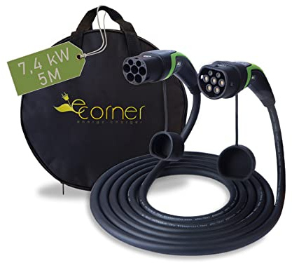 E-Corner Cavo Ricarica Auto elettrica Versione 2.0 Presa Tipo 2 - Spina Tipo 2 | 32A 240V Monofase | 5M