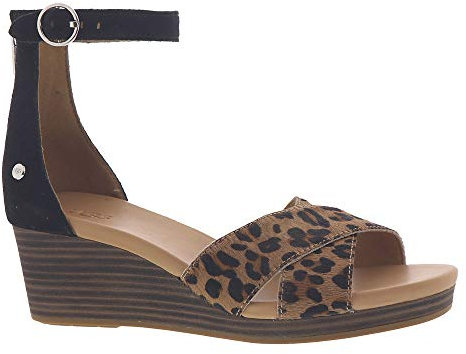 UGG Australia Femme Eugenia Léopard Sandale, Noir/Camel, 36 EU