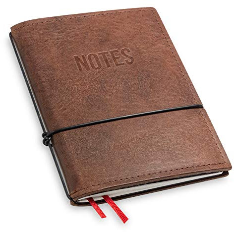 A6 und 9 mm dünn! Revolutionäres, kleines X17-Notizbuch NOTES ! Belgisches Leder braun kastanie, Innen: blanko Einlage und Buchband, austauschbar=nachhaltig! Made in Germany,17 Jahre Garantie*