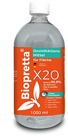 Biopretta X20 Desinfektionsmittel für Flächen, Made in Germany (1000ml)