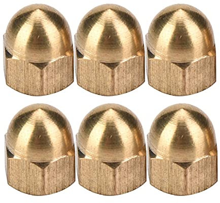 Dadi in ottone, dadi ciechi in ottone, kit dado cieco in ottone M3-M12 Set dadi esagonali con cappuccio a testa bombata Dispositivi di fissaggio per pneumatici e assali fissi(M5 (20 pezzi))