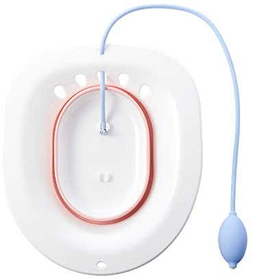 Sitz Bath - Steam Seat Over the Toilet Foldable Sitz Bath Basin for Soaking by Seat for the toilet- Perineal Bath for Hemorrhoidal Relief, Pregnant Women, Elderly (Pink Foldable)