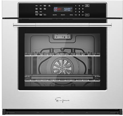 Empava 30 Electric Single Wall Oven Air Fryer Combo Convection Oven Built-in 10 Cooking Functions with LED Digital Display Convection Fan Touch Control in Stainless Steel EMPV-30WO04