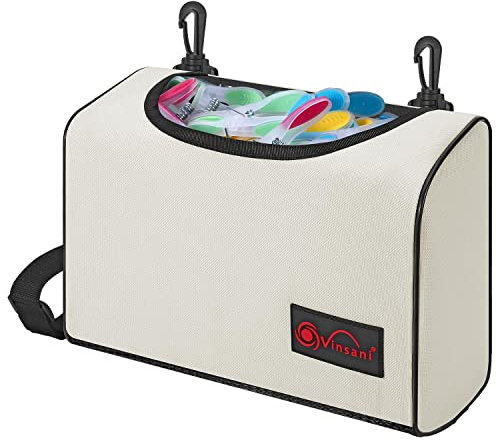 Vinsani Sac à pinces à linge étanche de qualité supérieure avec double clips, sangle d'épaule/de taille, peut contenir jusqu'à 300 pinces à linge, convient pour l'intérieur et l'extérieur, blanc crème