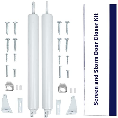 Storm Türschließer, strapazierfähig, 2 Stück, Weiß, Türschließer mit Halte-Open-Funktion & Smooth Close Motion - für Sturm, Bildschirmtüren