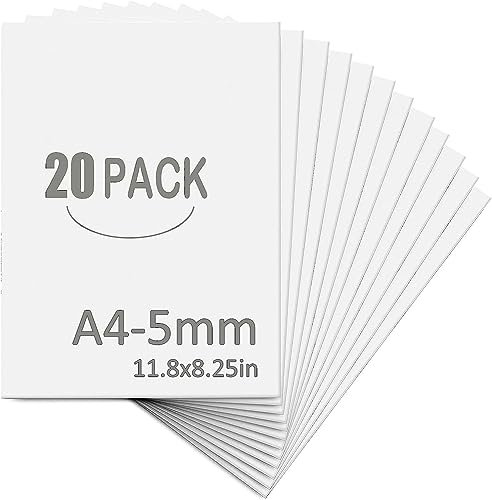 SENENQU 20 placas de espuma A4 de 5 mm - 30 x 21 cm, color blanco, de PVC, para presentaciones, tiendas, oficinas y proyectos de arte