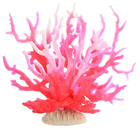 Hapihom Piante Artificiali per Acquario, Ornamento in Silicone Simulato, Corallo Artificiale, Albero Marino per Acquario, Decorazione per Paesaggistica Rosa Bianco