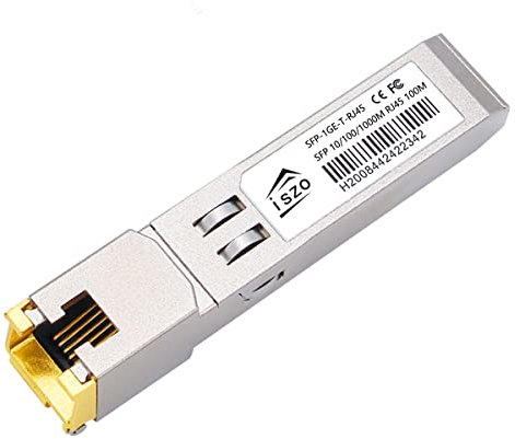 iszo Gigabit Copper SFP Port Module,1.25G SFP to RJ45, 10/100/1000Mbps, DDM, Compatible with Cisco, MikroTik, TPLINK, ubiquiti, unifi, QNAP, 100m,Optical transceiver Module(1pcs)