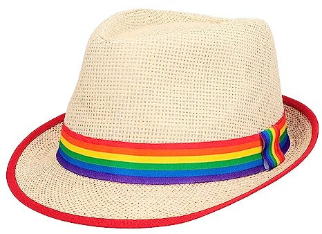 Boland 44634 - Regenbogen Strohhut Pride, Progress, LGBTQ, Kopfbedeckung, Kostüm Zubehör für CSD, Karneval und Mottoparty