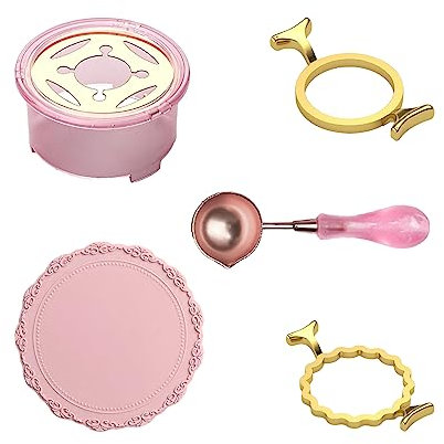 Siegelwachs Stempel Set, 1x Schmelzlöffel,1 Wachssiegelwärmer,2 x Wachssiegel Silikon Pad,1x Wachs Siegel Stempel für Versiegeln von Umschlägen, Geschenkverpackungen, Hochzeitseinladungen