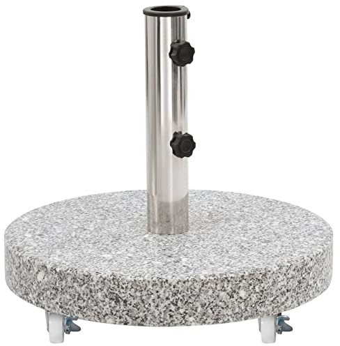 LAPOOH Sonnenschirmständer, Schirmständer Sonnenschirm, Sonnenschirm Ständer, Sonnenschirm Fuß, Parasol Stand, Sonnenschirm Fuss, Granit 30 kg Rund Grau