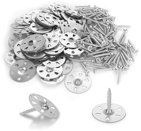 ZOFUN 600 Pcs Easy Fix Washers Set, 300 Pcs Insulation Washers 35 mm with 300 Pcs Screws, Stainless Steel Tile Backer Board Washers, Metal Fixing Washers for Hardiebacker Boards, Loft Flooring Boards