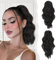 Sofeiyan Pferdeschwanz Verlängerung Clip in Klaue Haarteil Ponytail Haarverlängerung Langer Gewellt lockiger Pferdeschwanz mit Klammer Haarverlängerung Kunsthaare Hitzebeständig für Frauen, Schwarz