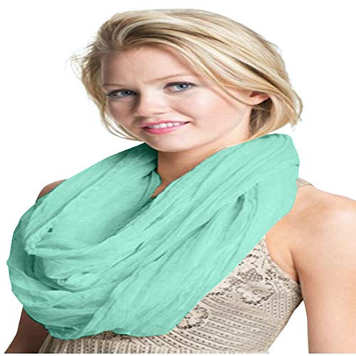 CJ Apparel Baby Green Cyan Blue Green Mobius Infinity Scarf Snood Cowl Circular Tube Eternity Shawl Pashmina Hand Made in Nepal New