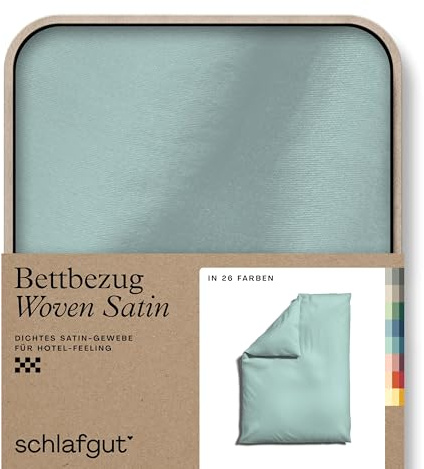 schlafgut Woven Satin Bettwäsche 155x220cm Bettdecke Bezug einzeln, Petrol Light Uni in Hotelqualität mit 100% Baumwolle | Bettbezug, Deckenbezug, Petrol, Satin, 100% Baumwolle, Hotelqualität, bügelfrei, OEKO-TEX