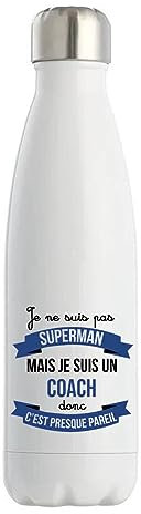 Gourde Isotherme Coach Superhéros | Bouteille Idée Cadeau Homme Humour Collègue famille Anniversaire Noël