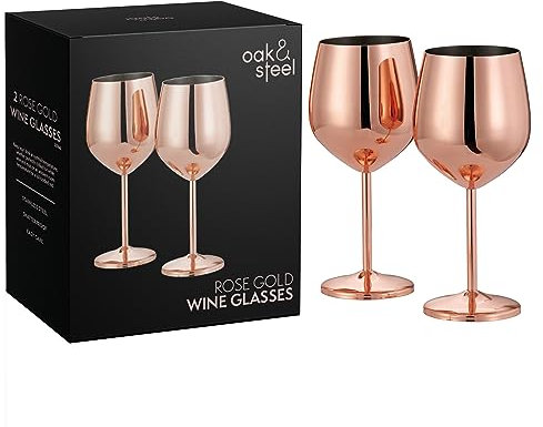 OS Oak & Steel ENGLAND Verres À Vin Élégants En Acier Inoxydable Dorés (Or Rose)