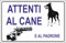 M-ITALY CARTELLO SEGNALETICO - ATTENTI AL CANE E AL PADRONE - Adesivo Extra Resistente, Pannello in Forex, Pannello In Alluminio (15x10, Plastica)