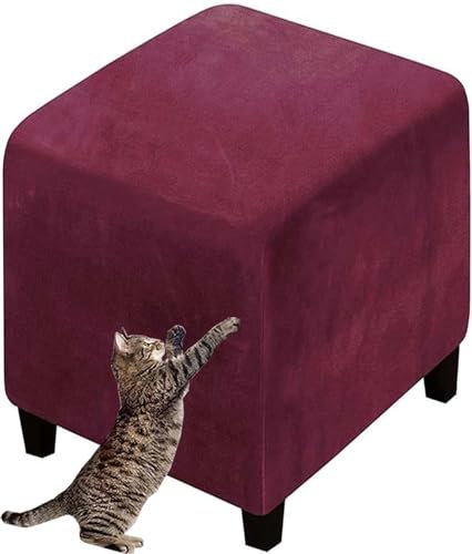 Hockerbezug Quadratisch/Rund 40x40/45x45/50x50cm Gray Stretch Ottoman Bezug Jacquard Velvet Fußhocker Bezug Luxuriöser Hockerabdeckung Waschbar Hocker Protector (Color : A28, Size : 45x45cm/18x18)