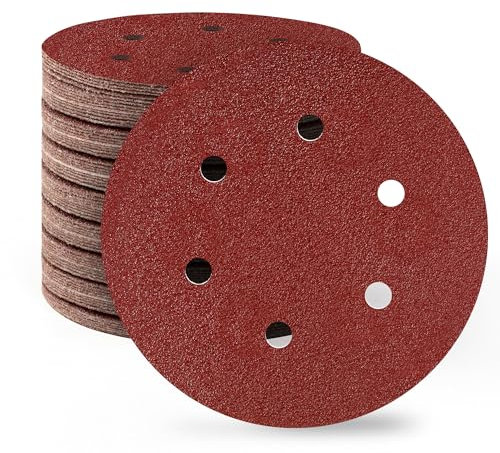 SATC 150mm Sanding Discs 80PCS 60 Grit 6 Holes Orbital Sander Discs Hook and Loop Sanding Pads for Random Orbital Sander