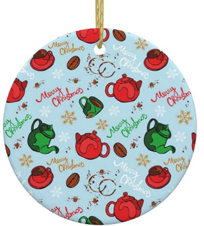 Elegantes Weihnachtsgeschirr Weihnachten Keramik Runde Ornamente – Ideale Dekorationen für festliche Jahreszeit Xmas Anhänger
