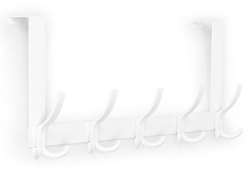 Optish Porte Manteau pour Porte, Patère de Porte à Accrocher pour Porte avec 15 Crochets, Patere Porte Sans Percer, Crochet porte pour la cuisine de la salle de bain(Blanc)