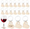 AHANDMAKER 50 Stück Weinglas-Anhänger, Holz-Herz, Getränkemarkierungen, Glasring Mit Messingreifen, Getränke-Anhänger, Party-Dekorationen Für Verkostungen, Party-Glas-Identifikationsdekoration